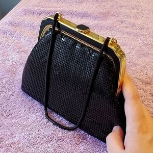 Black Metal Sequin HR Paris Brand Clutch Purse